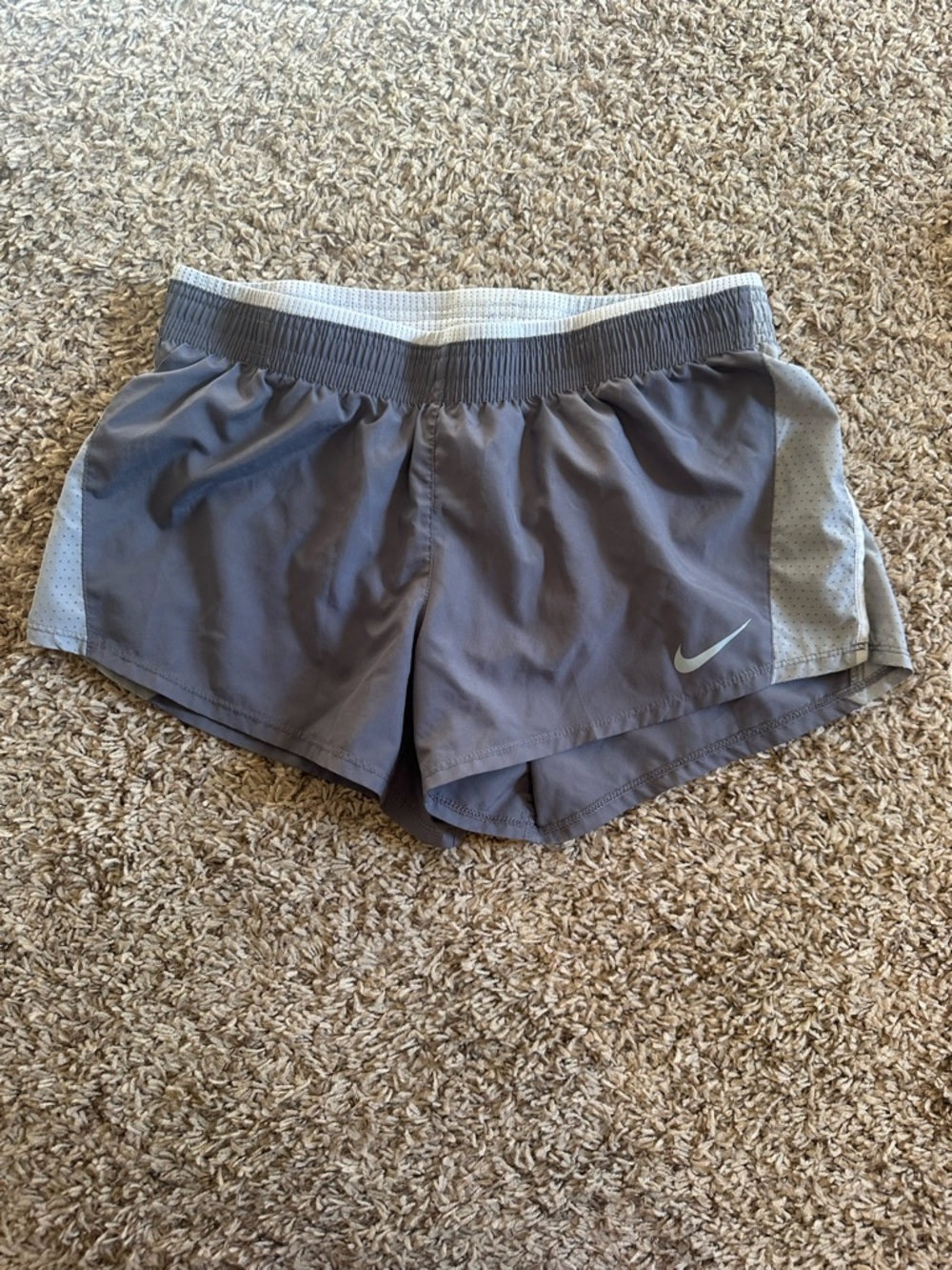 Nike Women's Gray Athletic Shorts with Light Gray Panels
